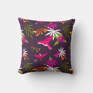 Hummingvögel und Blume farbenfroh botanisch Kissen