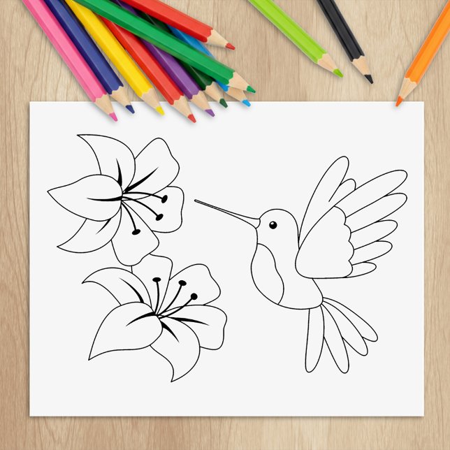 Hummingvogel und Blume - Farbseite Gummistempel (Von Creator hochgeladen)