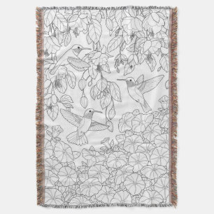 Hummingvögel und Blume Farbseiten für Erwachsene Decke
