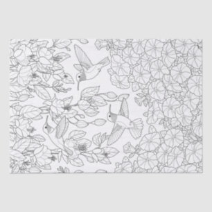 Hummingvögel und Blume Farbseiten für Erwachsene Seidenpapier