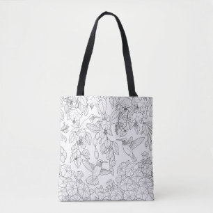 Hummingvögel und Blume Farbseiten für Erwachsene Tasche