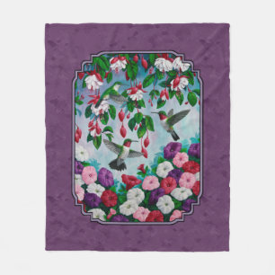 Hummingvögel und Blume Lila Fleecedecke