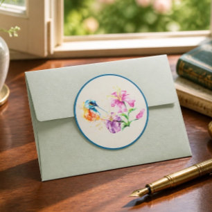 Hummingvogel und Blumen Runder Aufkleber