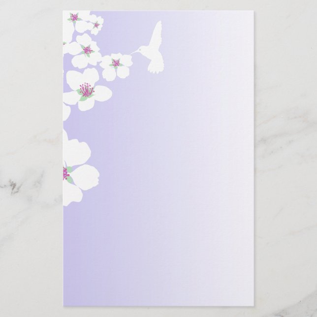 Hummingvogel und Blüte auf lila (Vorderseite)