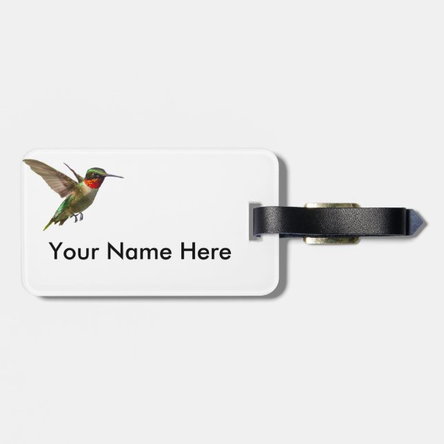 Hummingvogel und Delphinium Gepäckanhänger (Rückseite horizontal)
