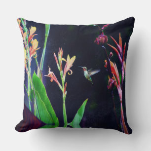 Hummingvogel und exotische Blume Dunkle Farben Kissen