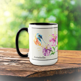 Hummingvogel und Flora personalisierte Umarmung Tasse