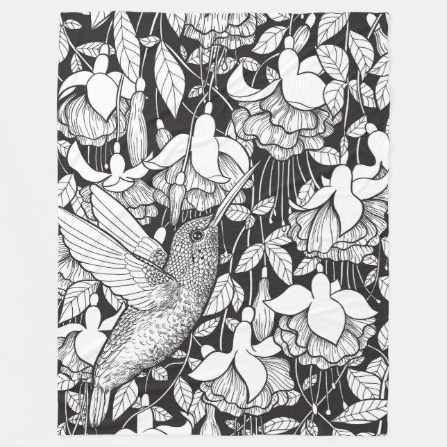 Hummingvogel und Fuchsie Fleecedecke (Vorderseite)
