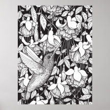 Hummingvogel und Fuchsie