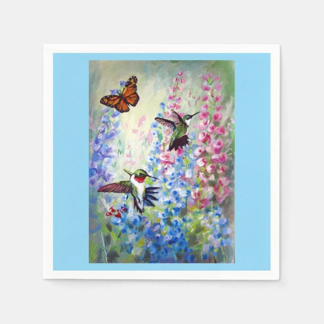 Hummingvögel und Gartenpapier & Tuch, Butt Napkins Serviette (Vorderseite)