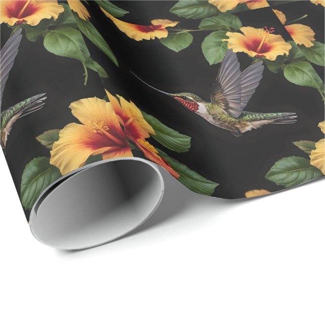 Hummingvogel und gelber Hibiskus, Geschenkpapier (Rolleneckpunkt)