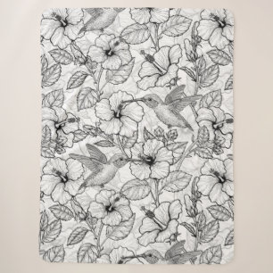 Hummingvögel und Hibiskus Blume b&w Sherpadecke