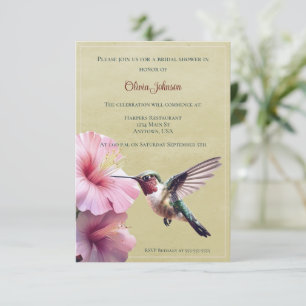 Hummingvogel und Hibiskus Brautparty   Gelb Einladung