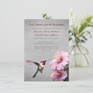 Hummingvogel und Hibiskus   Graues Probe Abendesse Einladung