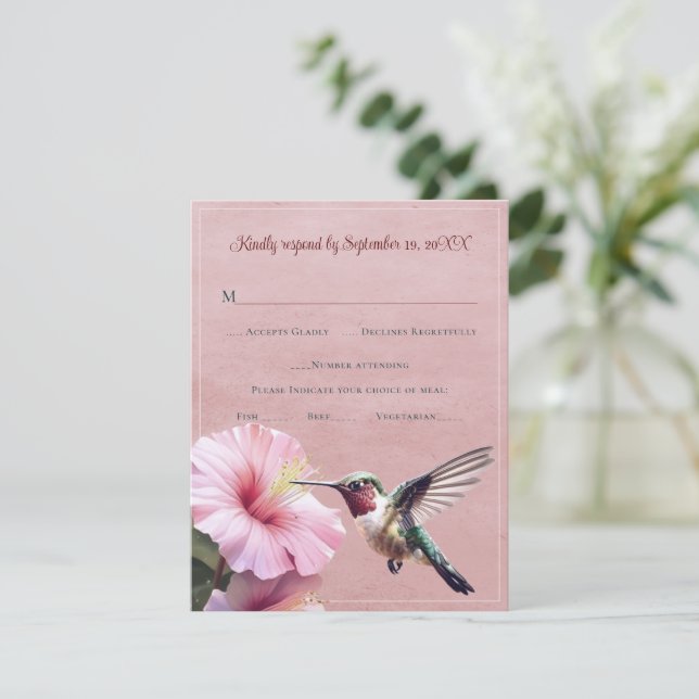 Hummingvogel und Hibiskus | RSVP (Stehend Vorderseite)