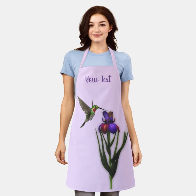 Hummingvogel und Iris-Blume Personalisiert Schürze (Getragen)