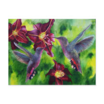 Hummingvögel und Lilien Postkarte