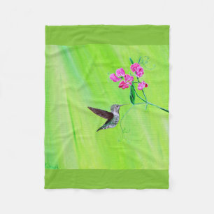 Hummingvogel und Platterbsen Malerei Fleecedecke