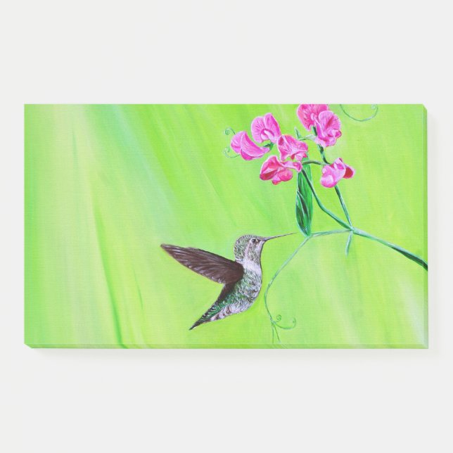 Hummingvogel und Platterbsen Malerei Post-it Klebezettel (Vorderseite)