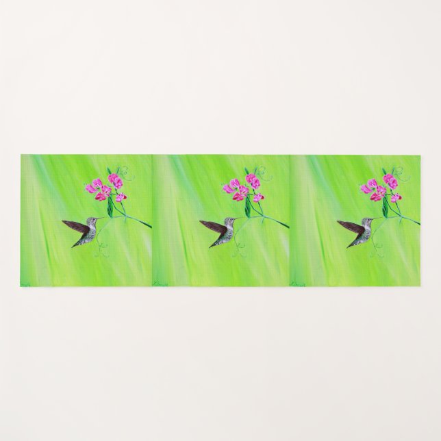 Hummingvogel und Platterbsen Malerei Yogamatte (Vorderseite (Horizontal))