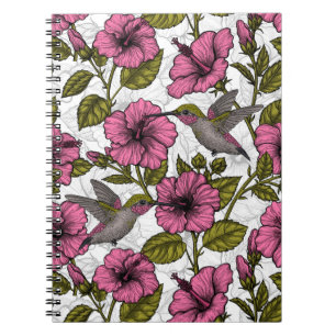 Hummingvögel und rosa Hibiskus Blume Notizblock