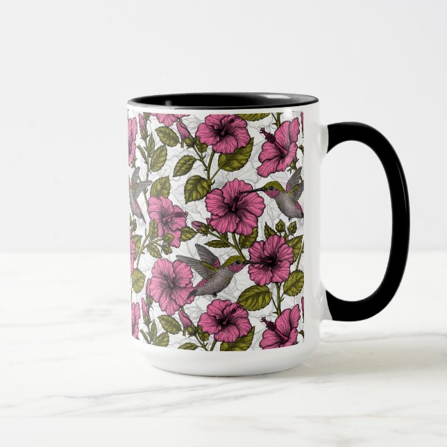 Hummingvögel und rosa Hibiskus Blume Tasse (Rechts)