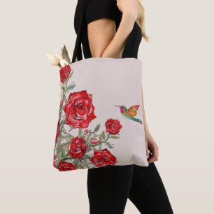 Hummingvogel und Rote Rosen Tasche