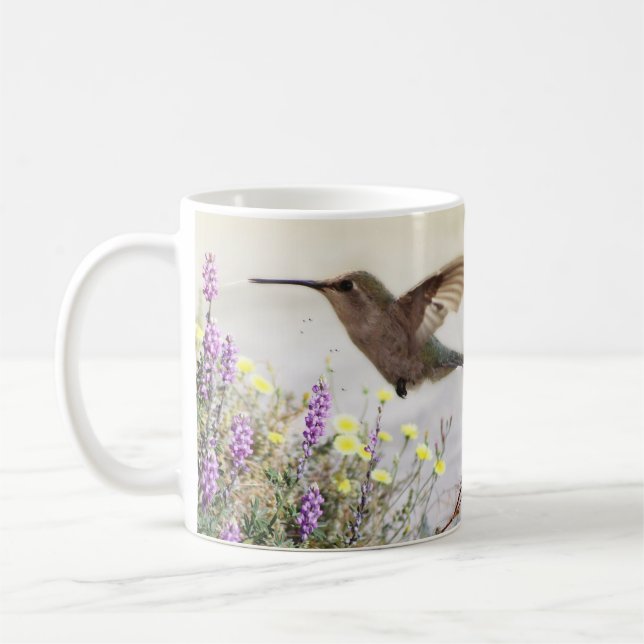 Hummingvogel und Wildblumen Digitale Kunst Kaffeetasse (Links)