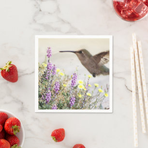 Hummingvogel und Wildblumen Digitale Kunst Serviette
