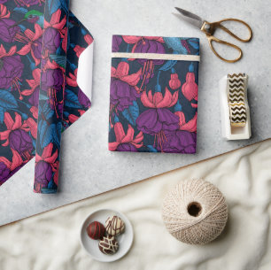 Hummingvogelgarten lila und blau geschenkpapier