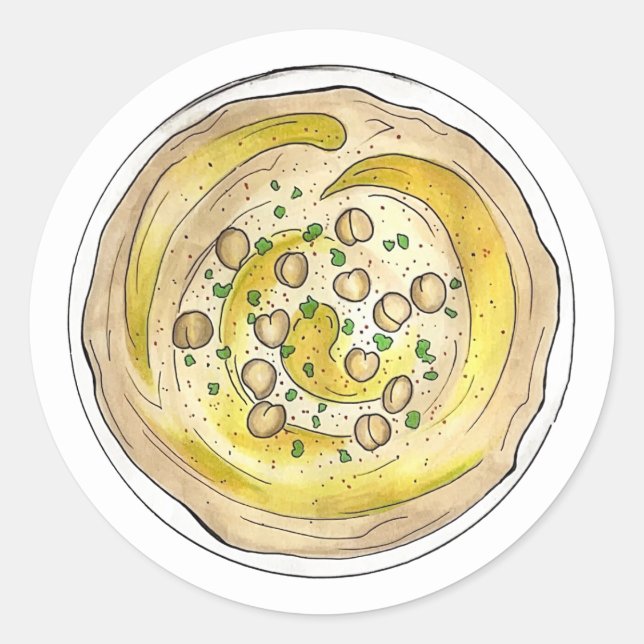 Hummus Houmous Mediterranean Middle Eastern Food Runder Aufkleber (Vorderseite)