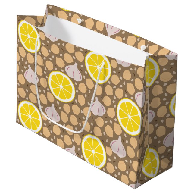 Hummus Large Gift Bag Große Geschenktüte (Vorderseite Schrägansicht)