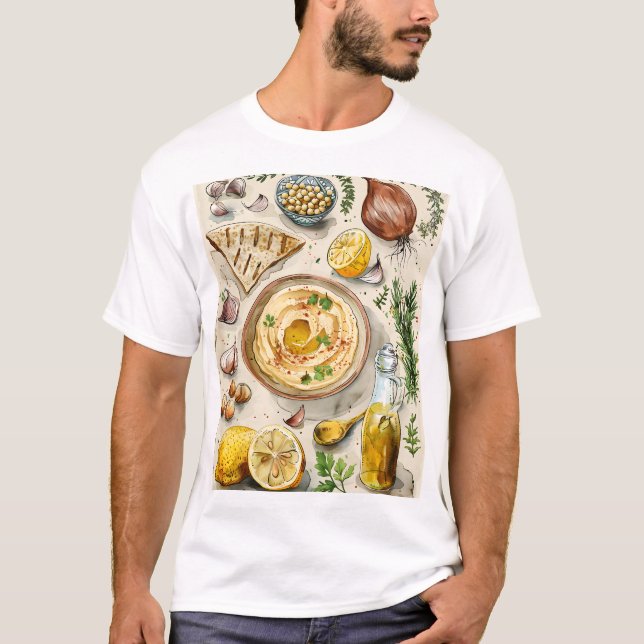 Hummus-Rezeptur: Arabisch Bio Lebensmittel T-Shirt (Vorderseite)