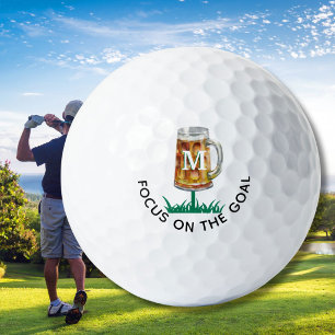 Humor 19. Abschlagsbier-Mug mit Monogramm Golfball