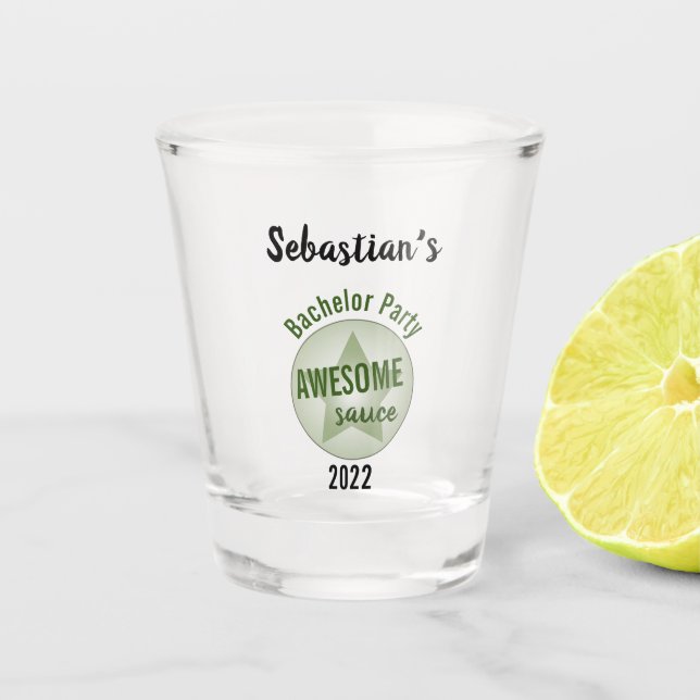 Humor Custom Bachelor Party Phantastisch Sauce Schnapsglas (Vorderseite)