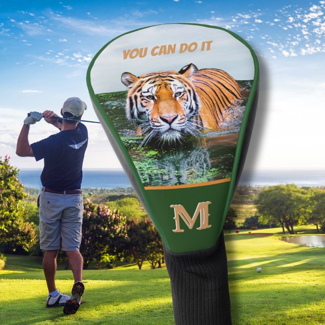 Humor Ihre Nachricht Tiger Monogramm Initiale Golf Headcover (Von Creator hochgeladen)