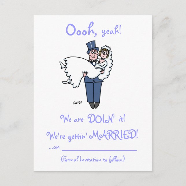 Humor Save the Date Postcard Ankündigungspostkarte (Vorderseite)