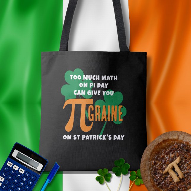 Humor St. Patrick's Day Pi Day Mathe Tasche (Fun St Patrick's Day and Pi Day design with customizable text.)