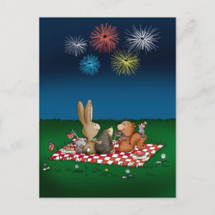 Humorale 4. Juli Card mit Fireworks - Friend Postkarte