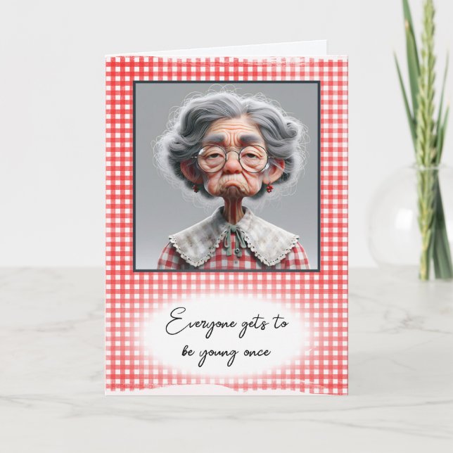 Humorale Alte Dame wird alt Geburtstag Karte (Vorderseite)