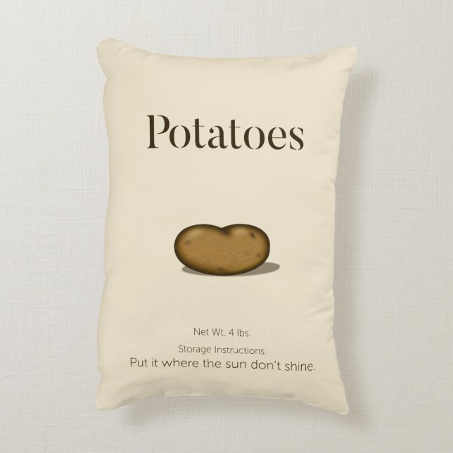 Humorale Aufbewahrungshinweise Rustic Potato Sack Dekokissen (Rückseite(Vertikal))