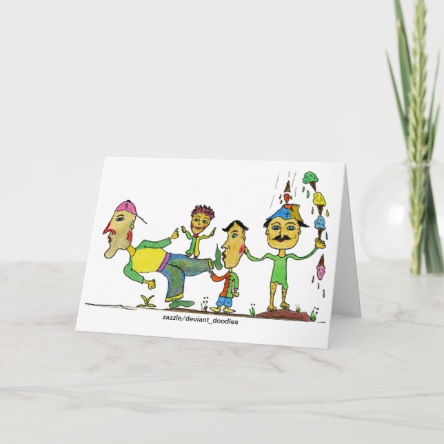 Humorale Cartoon Kunst Faltkarte Karte (Vorderseite)