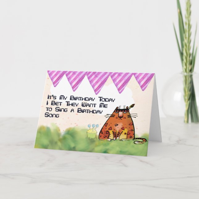 Humorale Geburtskarte für eine Katze Karte (Vorderseite)