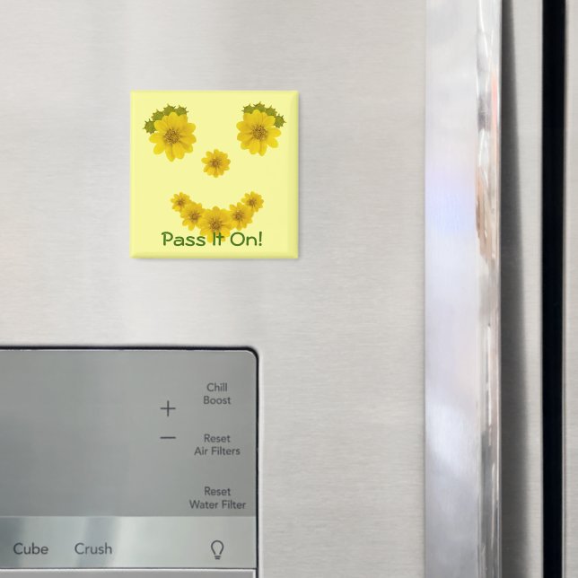 Humorale Gelbe Wildblumen Fotos lächeln Custom Magnet (In Situ (Kühlschrank))