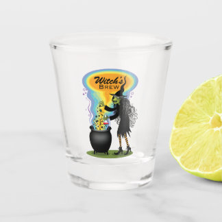 Humorale Hexenbraue mit Kessel Schnapsglas
