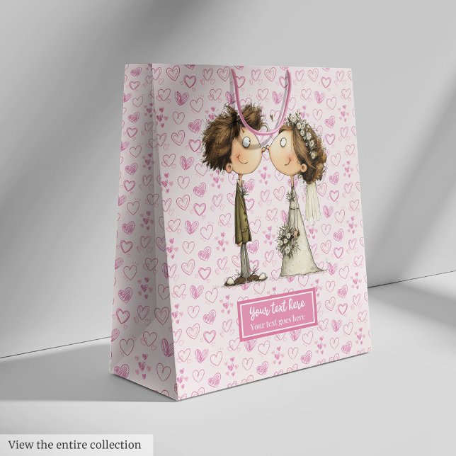 Humorale Hochzeitsgeschenktasche für Paare Mittlere Geschenktüte (Humorous wedding gift bag for couple)