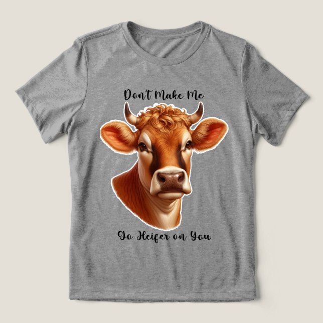 Humorale Kuhdarstellung mit spielerischem Text Tri-Blend Shirt (Design Vorderseite)