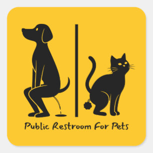 Humorale öffentliche Toilette für Haustiere Quadratischer Aufkleber