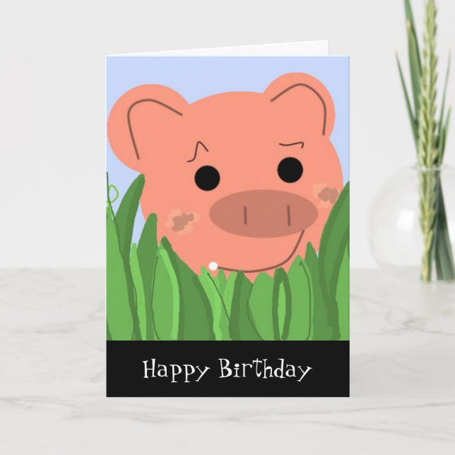 Humorale Piggy Birthday Card Karte (Vorderseite)