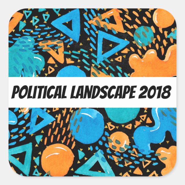 Humorale politische Landschaft 2018 Quadratischer Aufkleber (Vorderseite)